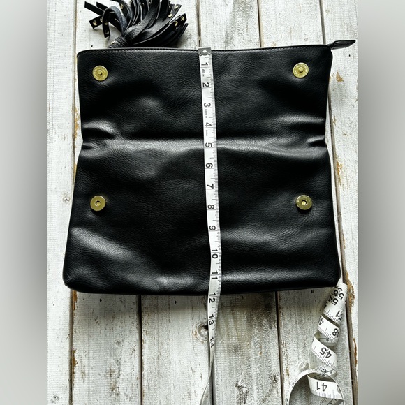 Steve Madden Black Foldover Clutch w/ Tassel Accent - Picture 9 of 12